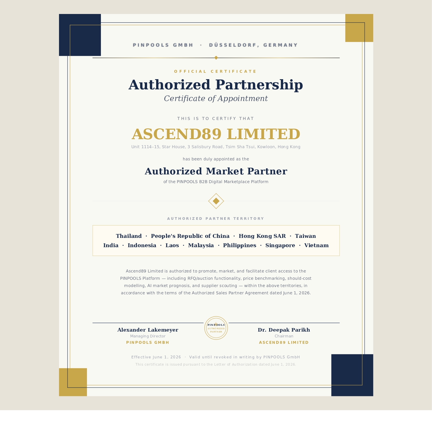 Certificate of Authorized Partnership